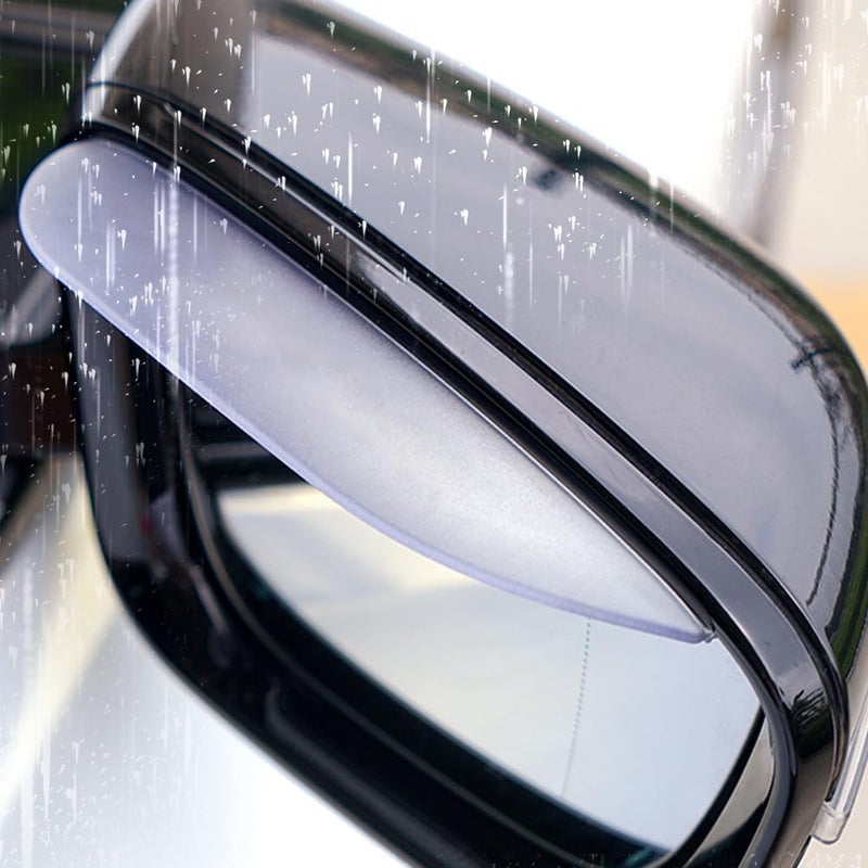 Pincuttee 2PC Side Mirror Visor Rain Guards,Car Rear View Mirror Rain Cover,Silicone Rain Shield,Mirror Cover Rubber Visor Guard(Transparent,2Pack) - Image 1